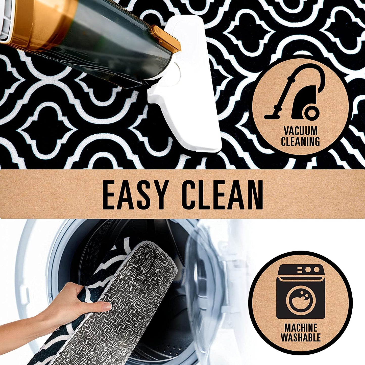 Kitchen Rug Set, 2 Pc. Set, Decorative and Modern Area Floor Runners, Soft, Absorbent, and Washable with Non-Skid Backing, Plush Small and Large Mats