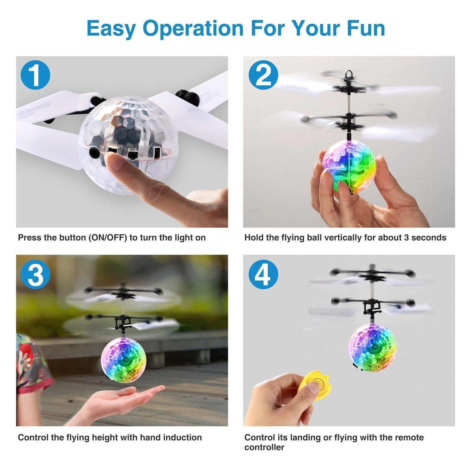 Kids Toys for Boys Girls Flying Ball LED 3 5 6 7 8 9 11 Years Old Christmas Gift