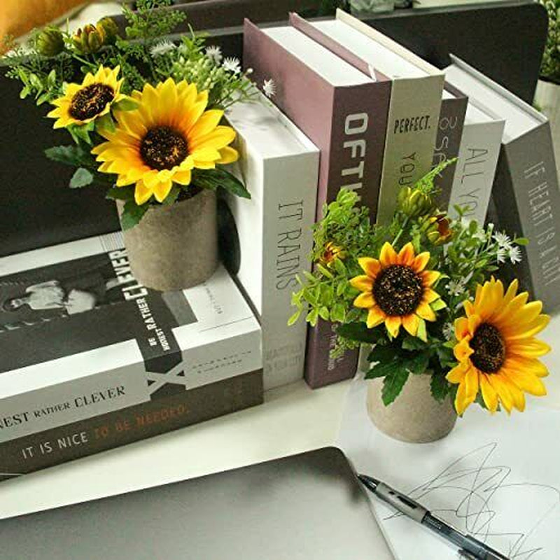 Sunflower Decor Artificial Potted Plants for Bathroom Home Kitchen Rustic Table