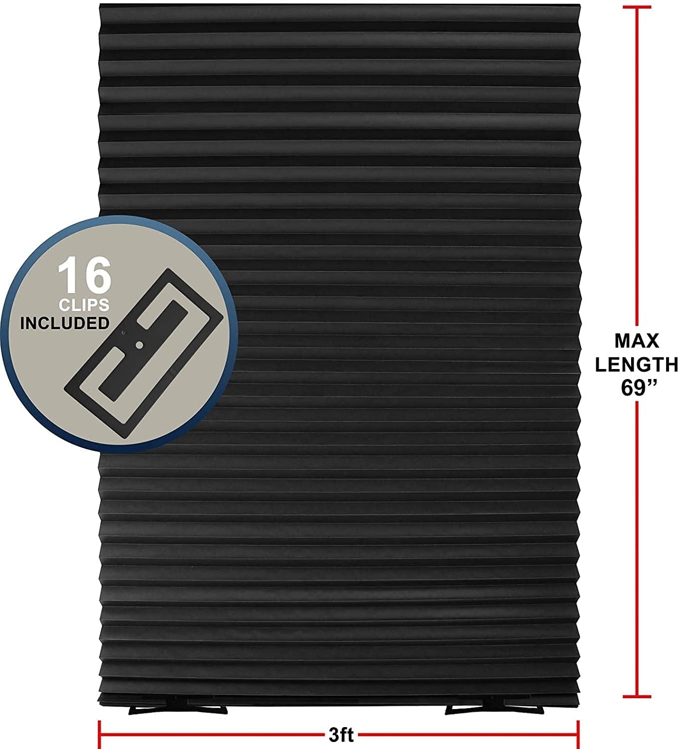 Pleated Window Paper Shades Room Darkening Blinds Black 36" X 69" (Pack of 6 Temporary Shades)