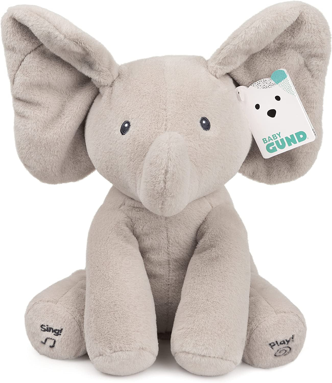 Baby  Official Animated Flappy the Elephant Stuffed Animal Baby Toy Plush for Baby Boys and Girls, Gray, 12" (Song Styles May Vary)