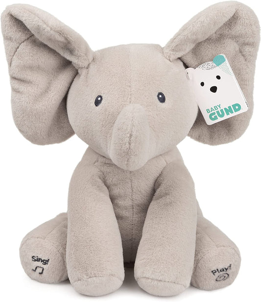 Baby  Official Animated Flappy the Elephant Stuffed Animal Baby Toy Plush for Baby Boys and Girls, Gray, 12" (Song Styles May Vary)