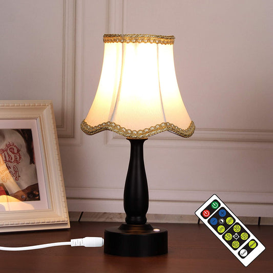Yucanucax Table Lamp with Warm & Cold Color, 3 Stage Dimmable beside Desk Lamps with Built-In Bulb, Small Nightstand Lamps for Bedroom, Office, Living Room with Plastic Base and Fabric Shade