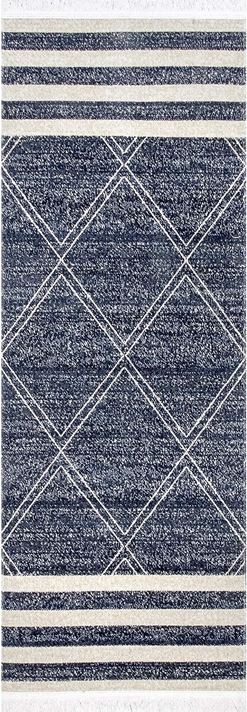 Roberge Diamonds Indoor/Outdoor Runner Rug, 2' 6" X 8', Blue