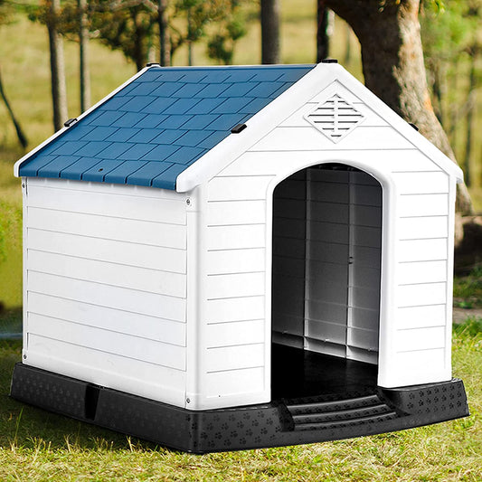 Dog House for Small Dogs, Waterproof Plastic Dog Houses with Air Vents and Elevated Floor, Easy to Assemble, Outdoor Cat Feeding Station Indoor Patio Backyard Dog Kennel House