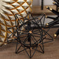 Metal Geometric Sculpture with Gold Accents, 7" X 7" X 7", Black