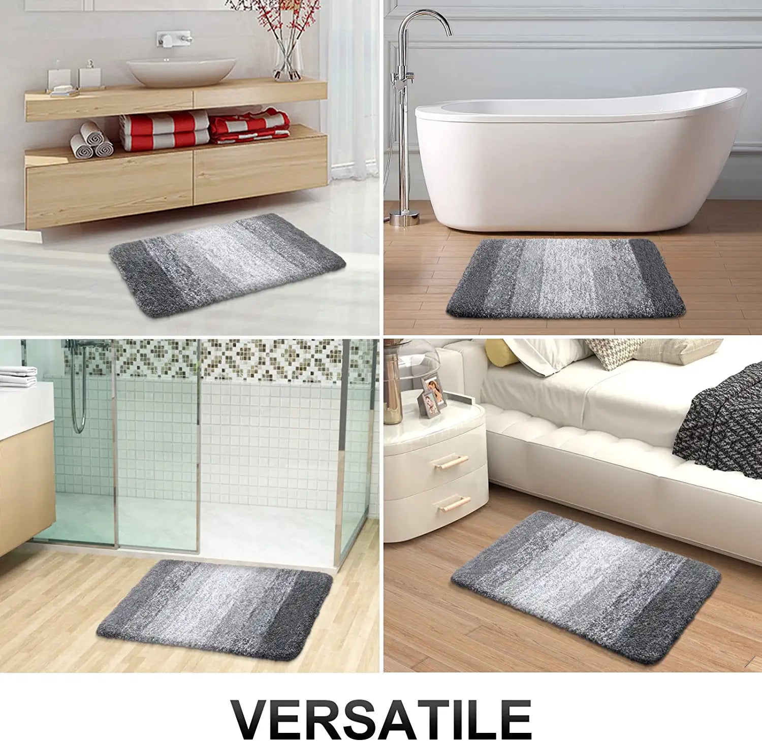 Luxury Bathroom Rug Mat, Extra Soft and Absorbent Microfiber Bath Rugs, Non-Slip Plush Shaggy Bath Carpet Runner, Machine Wash Dry, Bath Mats for Bathroom Floor, Tub and Shower, 20X59, Grey