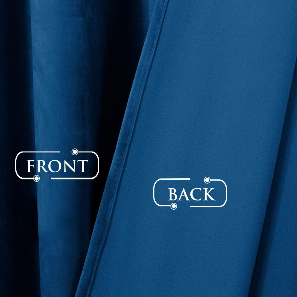 Blue Velvet Curtains Blackout - Warm Soft Velvet Curtains Thermal Insulated Privacy Panels for French Door / Parlor, Royal Blue, W52 X L96 Inches, 2 Panels
