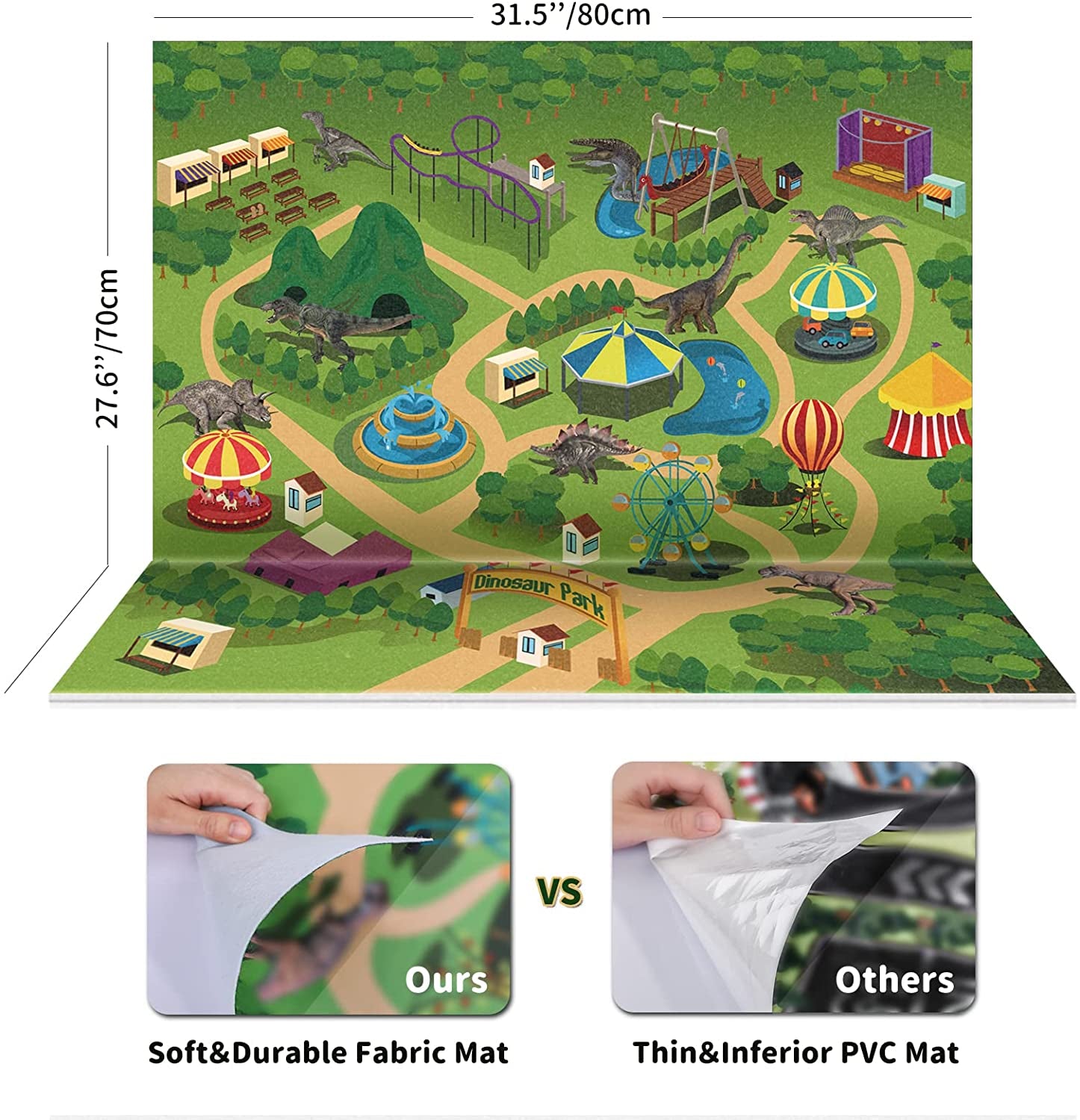 Dinosaur Toys for Kids 3-5 with Activity Play Mat & Trees, Realistic Jurassic Dinosaur Play Set to Create a Dino World Including T-Rex, Triceratops, Velociraptor, Great Gift for Boys & Girls