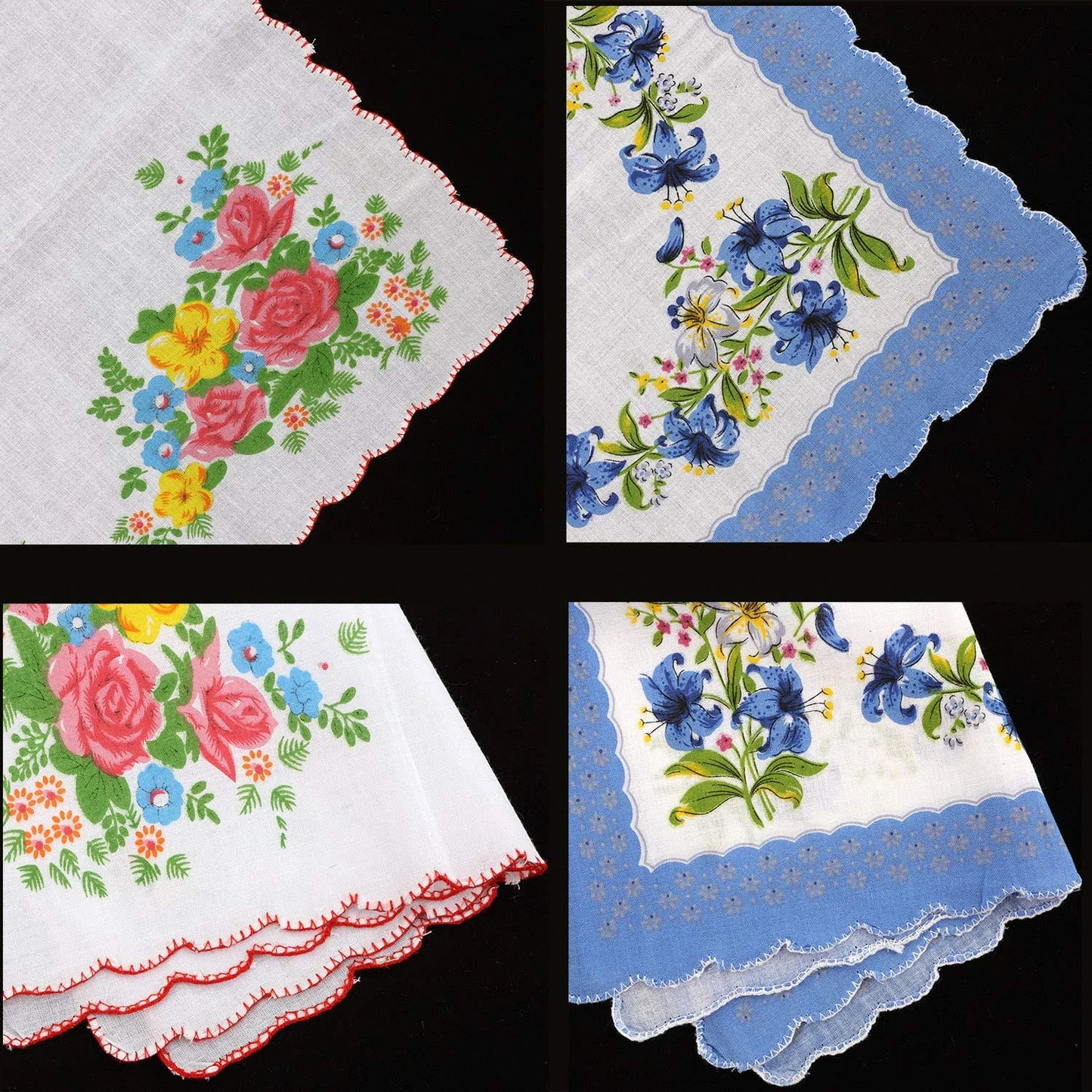Women Soft Pocket Handkerchiefs Ladies Hankies Vintage Floral Print Handkerchiefs (30 Pieces)