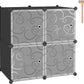 Cube Storage with Doors, 4-Cube Storage Organizer, Plastic Closet Cabinet, Modular Book Shelving Units, Storage Shelves, Ideal for Living Room, Home, Office, 24.8" L X 12.4" W X 24.8" H Black