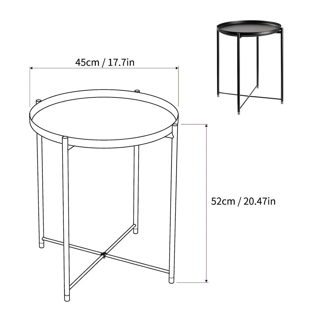 Small Metal round End Side Accent Coffee Table Nightstand Living Room Bedroom
