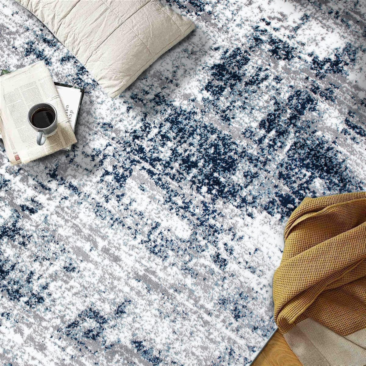 Rugshop Distressed Abstract Runner Rug 2' X 7' Blue