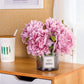 ,Artificial Flowers with Vase, Fake Peony Flowers in Gray Vase,Faux Flower Arrangements for Home Decor,Light Lilac ,Small