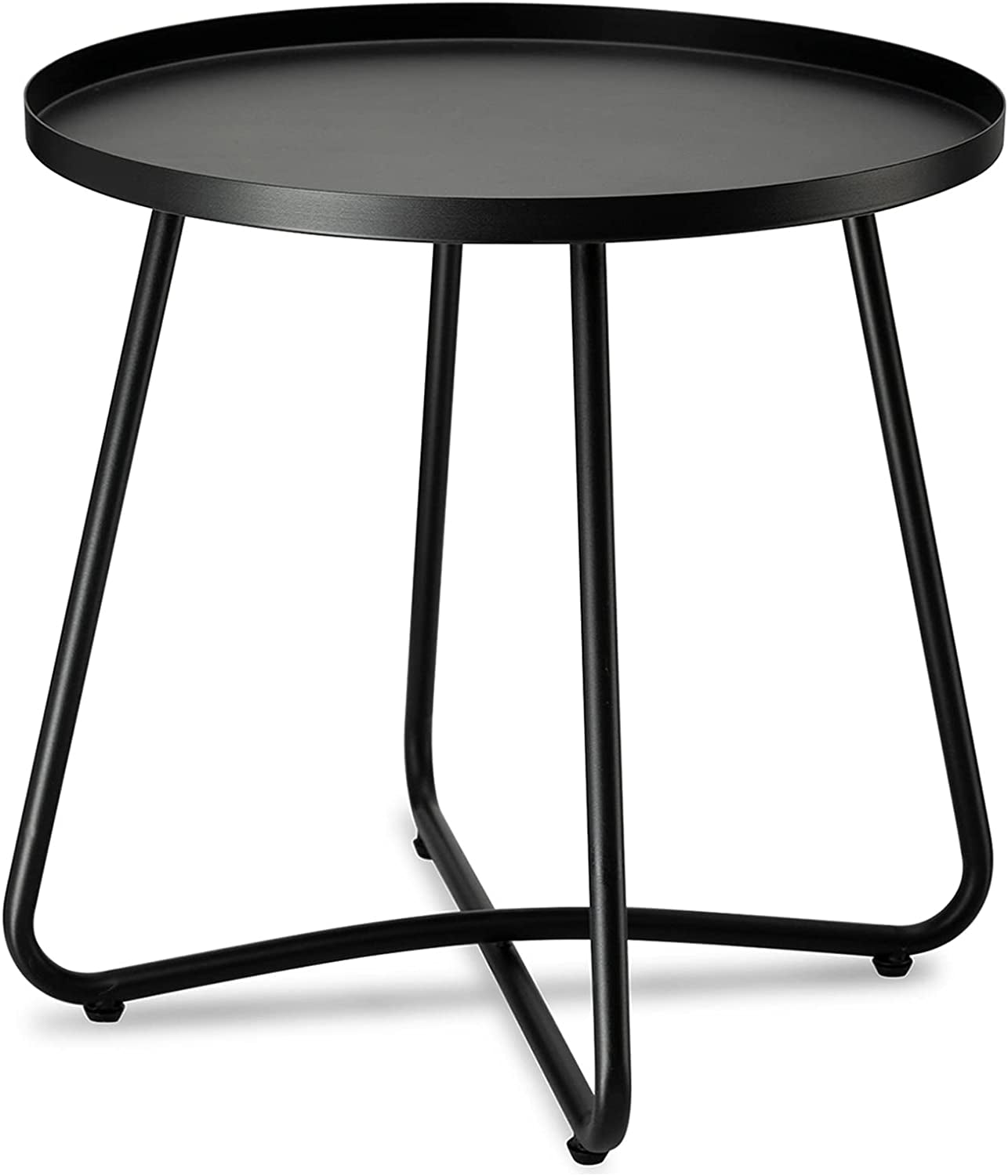 Outdoor Side Tables, Anti-Rust Metal Outdoor End Table, Small Patio Table round End Table Outdoor Table for Garden Balcony Yard Porch Patio Lawn Black