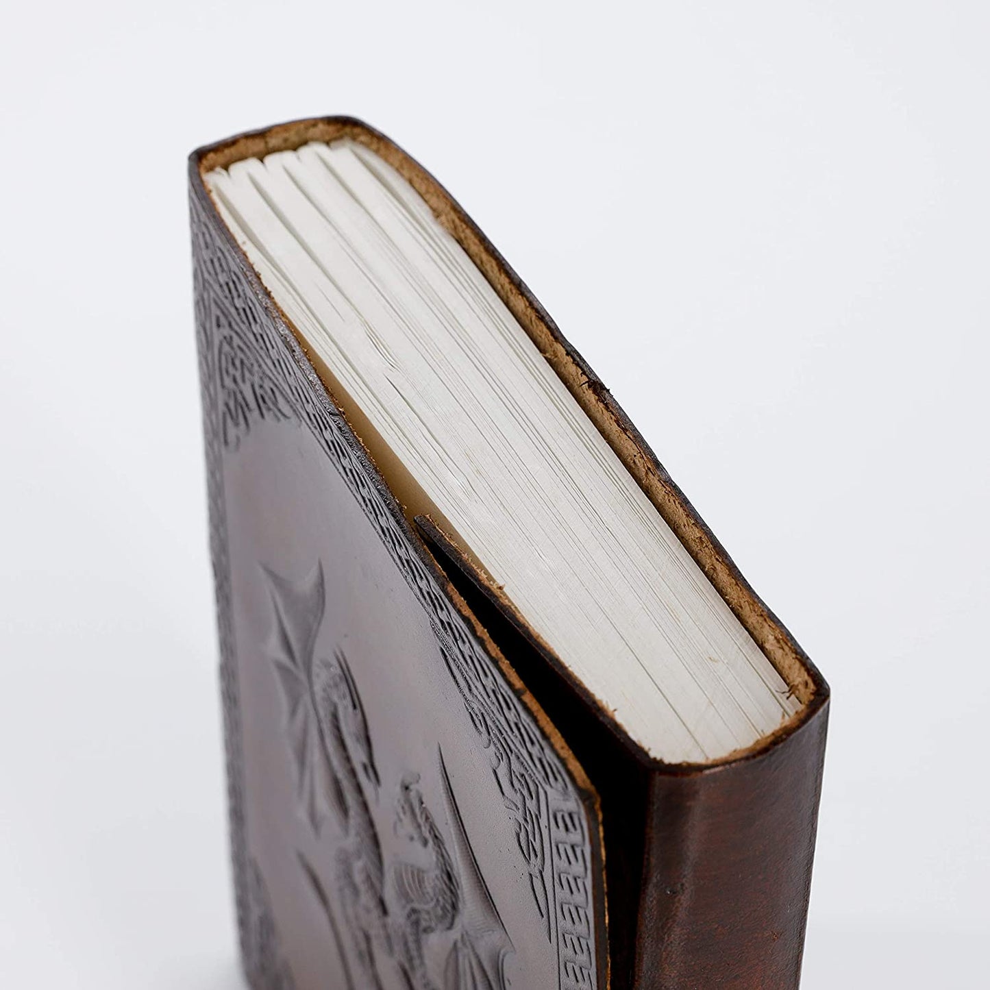 Handmade Leather Double Dragon Journal/Writing Notebook Diary/Bound Daily Notepad for Men & Women Unlined Paper Medium, Writing Pad Gift for Artit, ketch (8 X 6, Brown)