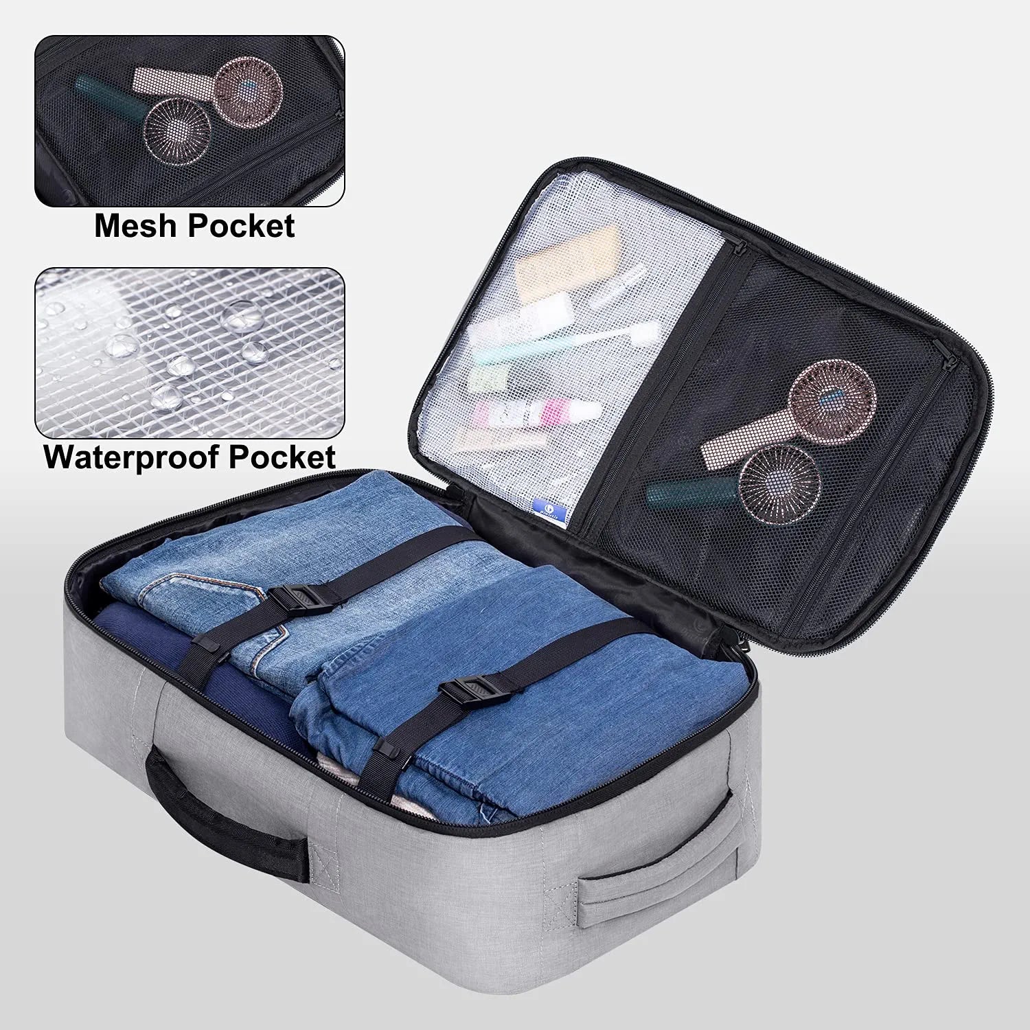 40L Travel Laptop Backpack for Men Women, Fit 17 Inch Notebook, Carry on Flight Approved Suitcase Backpack, Water Resistant Weekender Overnight Daypack, Grey