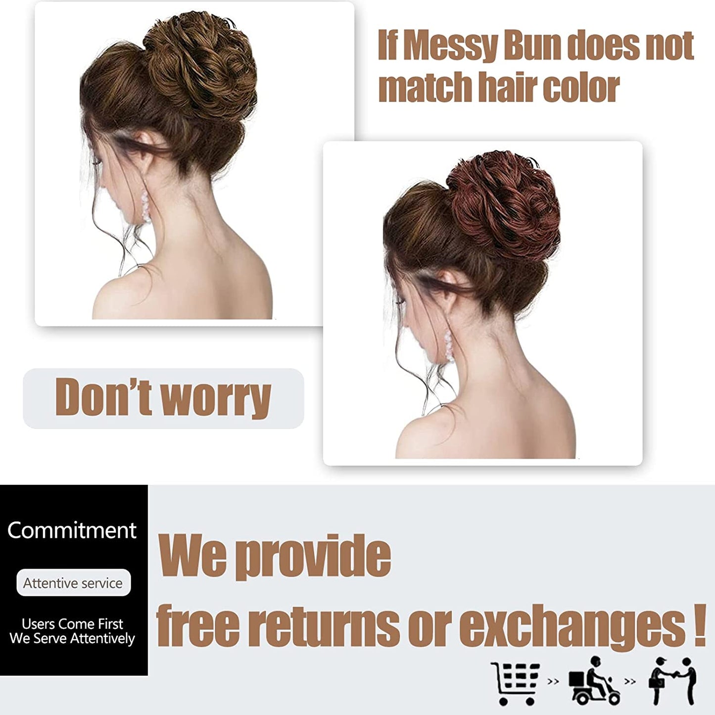 1PCS Messy Hair Bun Hair Scrunchies Extension Curly Wavy Messy Synthetic Chignon for Women Updo Hairpiece