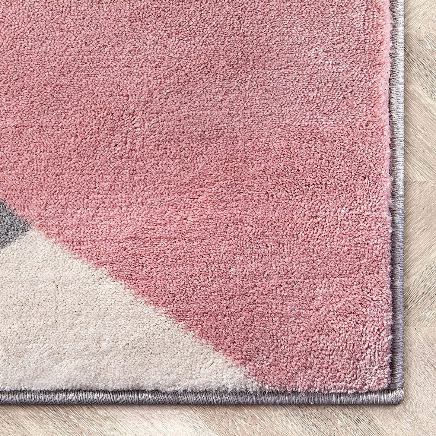 Good Vibes Nora Blush Pink Modern Geometric Stripes and Boxes 5'3" X 7'3" 3D Texture Area Rug, 5 Ft 3 in X 7 Ft 3
