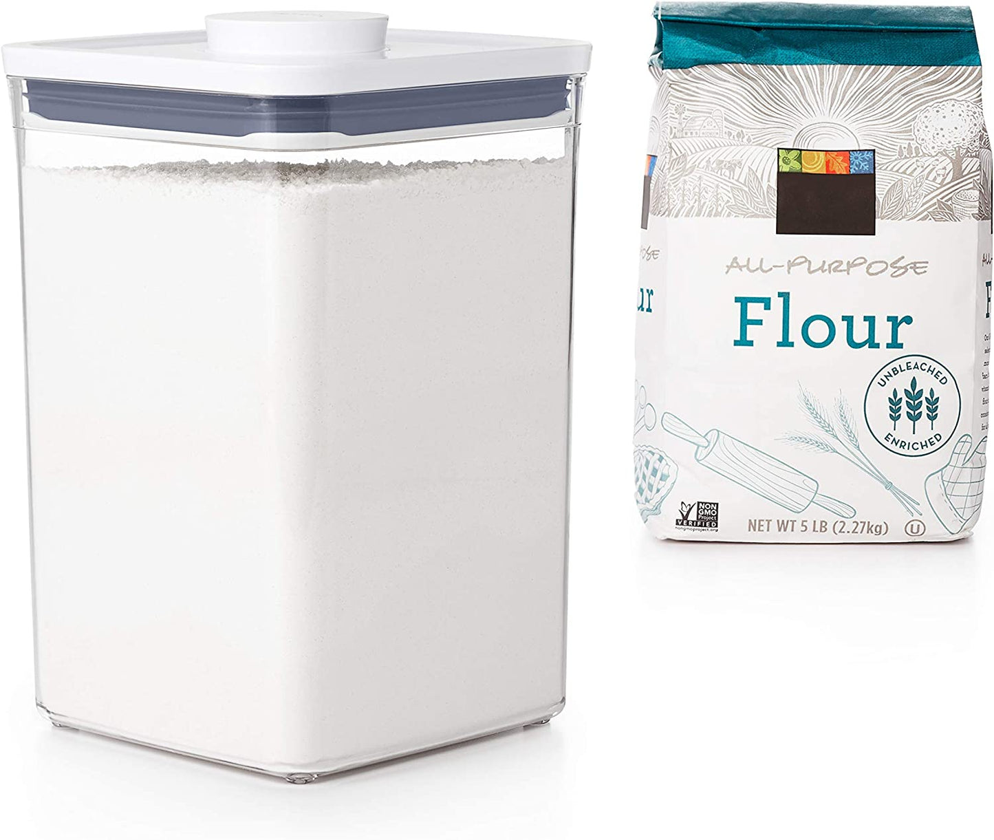 Good Grips POP Container – Airtight 4.4 Qt for Flour and More Food Storage, Square, Clear