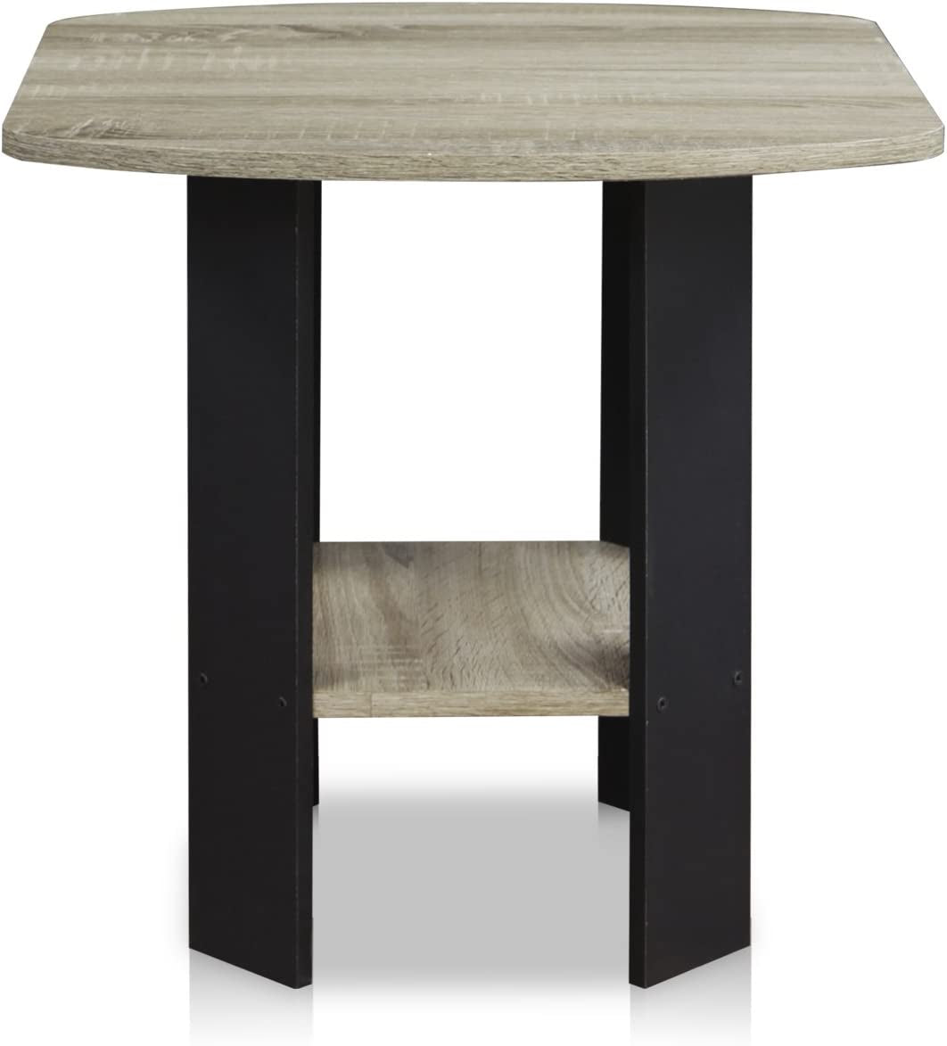 Simple Design End Table, 2-Pack, French Oak Grey/Black