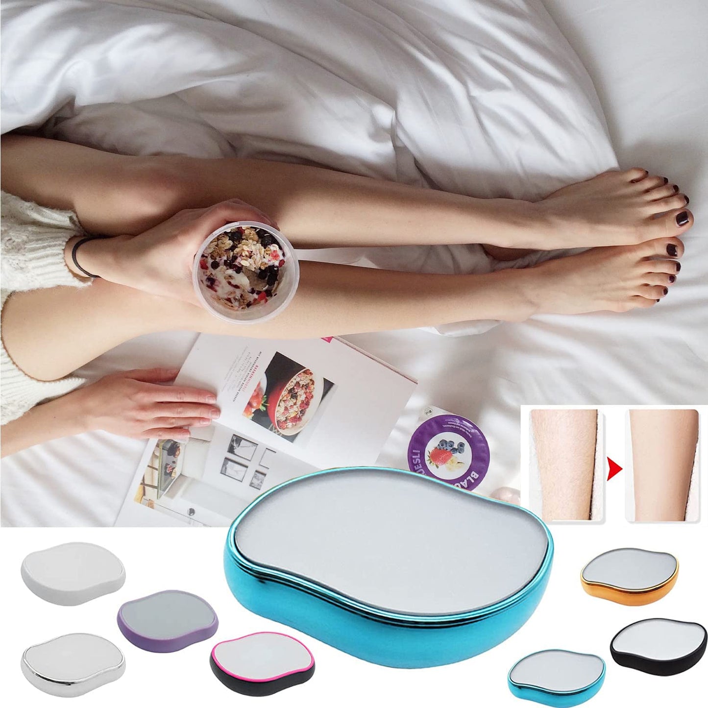 Crystal Hair Eraser for Women and Men, Magic Hair Eraser Crystal Hair Remover, Painless Exfoliation Hair Removal Tool for Arms Legs Back