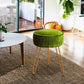 Mid Century Modern Velvet Upholstered Pleated round Footrest Stool Ottoman with Metal Legs, Home Multifunctional Luxury Ottoman Suitable for Living Room and Bedroom