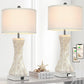 Set of 2 Touch Control Table Lamps with 2 USB Ports, Tall Bedside Nightstand Lamp for Bedrooms Living Room Reading Table, 3-Way Dimmable Coastal End Table Lamps, 2700K Warm White LED Bulb Included
