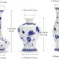 Blue and White Small Bud Vase Set, 3 Petite Classic Oriental Bottle Vases for Window Sill, Mini Art Fambe Glaze Floral Porcelain Vase Idea Shelf Décor and Coffee Table Décor