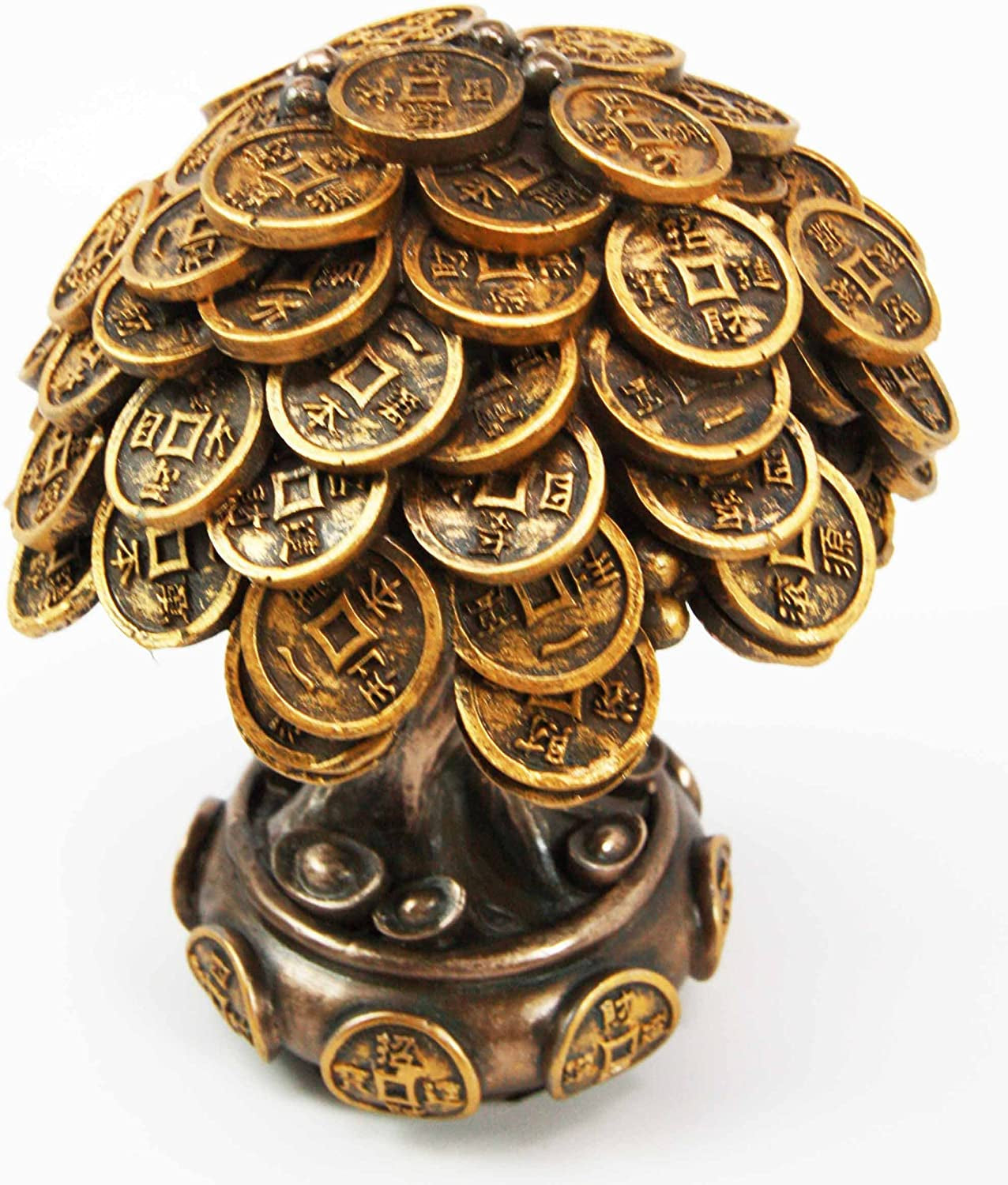 Ebros Feng Shui Gold Tree Statue Golden Money Coin Tree of Wealth and Abundance Decor Talisman Figurine
