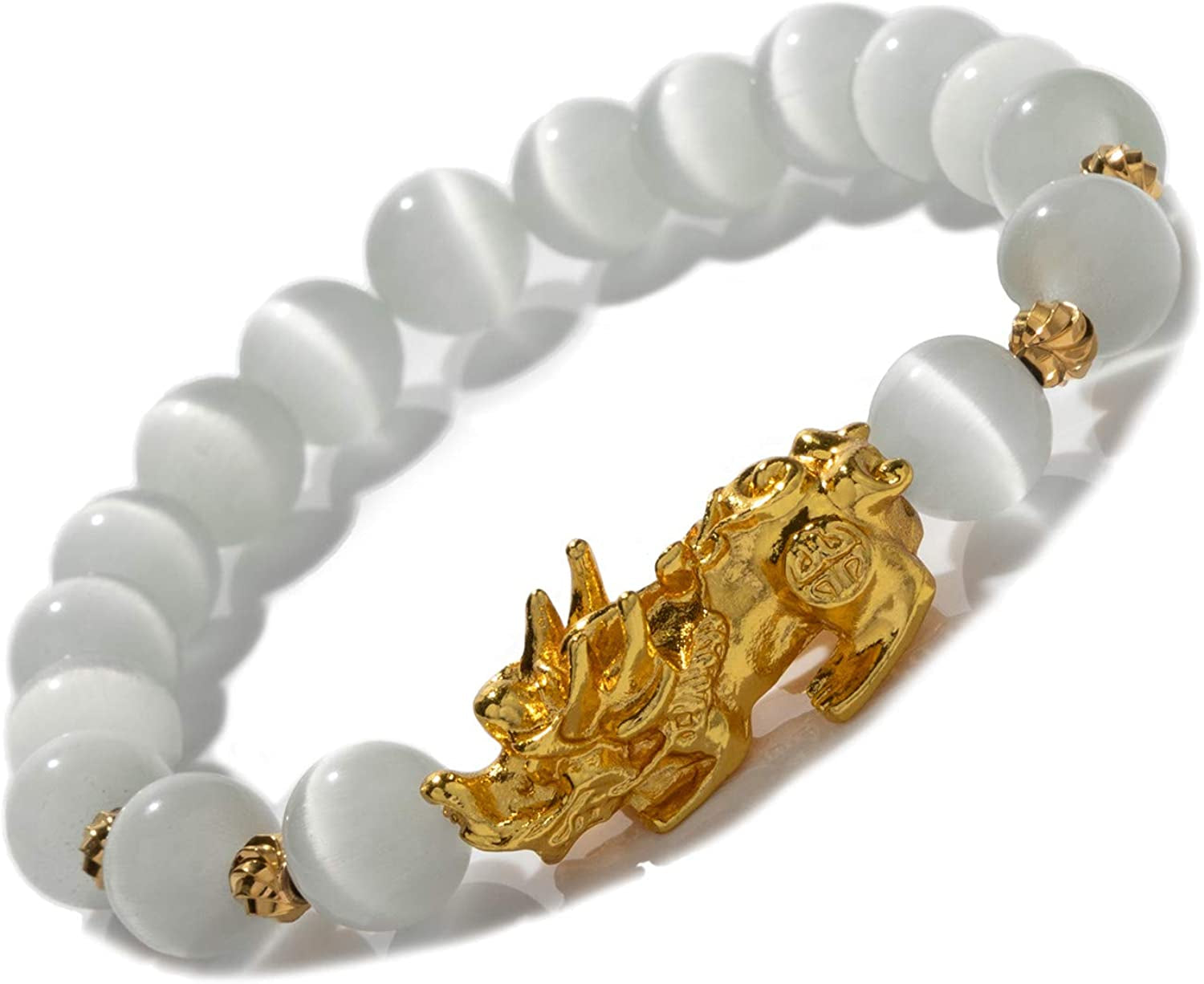 Feng Shui Bracelet for Women Natural Tiger Eye Bracelet 18K Gold Plated Pixiu Bracelet Yoga Mala Beads Good Luck Friendship Bracelets for Women