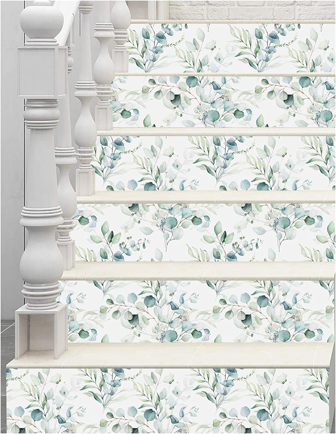 93042 Peel and Stick Wallpaper Green/White Eucalyptus Leaf Floral Wall Mural Home Nursery Boho Decor 17.7In X 32.8Ft