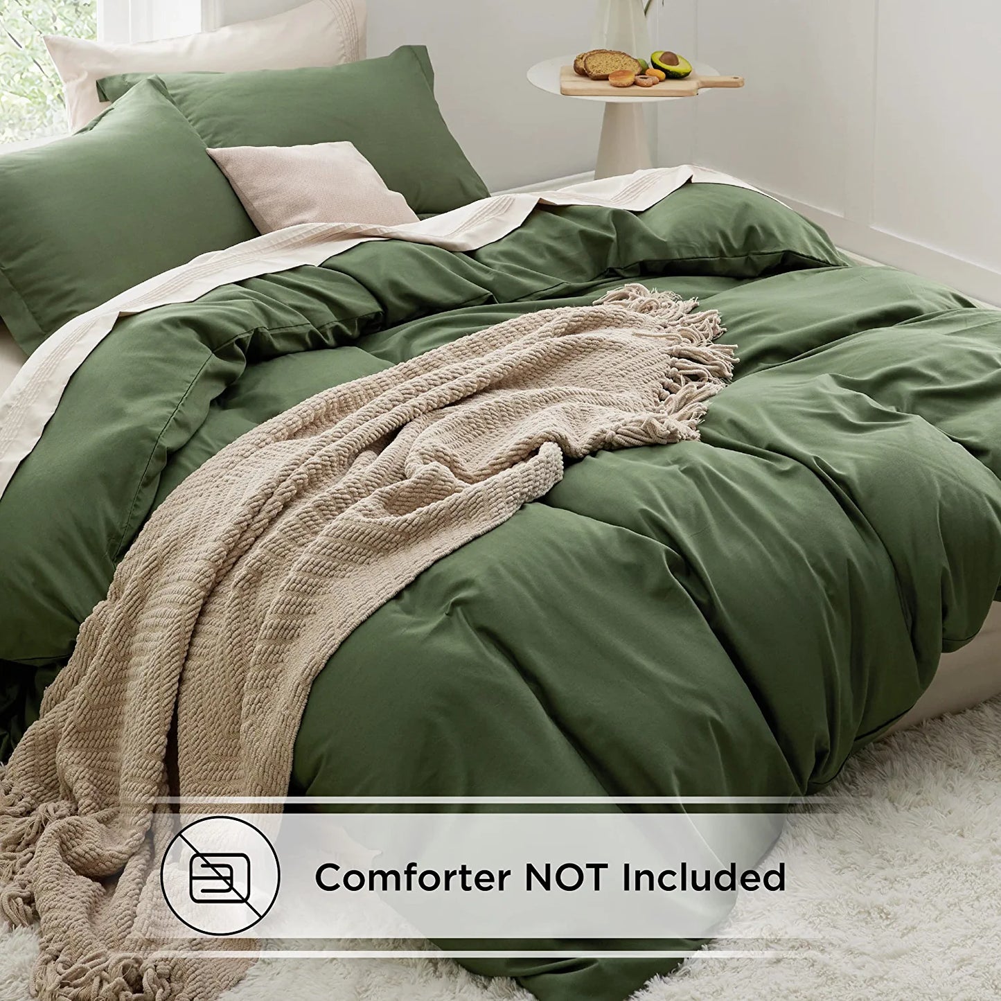BEDSURE Olive Green Duvet Covers Queen Size - Soft Brushed Microfiber 3 Pieces with Zipper Closure, 1 Duvet Cover 90X90 Inches and 2 Pillow Shams(No Comforter)