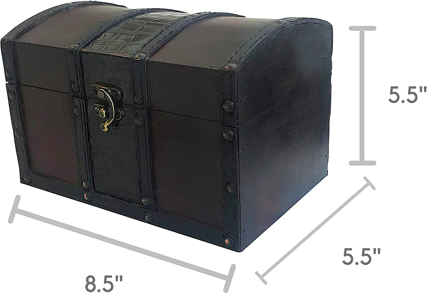 Wood and Leather Treasure Chest Box Decorative Storage Chest Box with Lock | Handcrafted Decorative Boxes with Lids for Home Decor | Wood Box with Lid | Small Chest | Wooden Stash Box