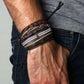 24 Pcs Woven Leather Bracelet for Men Women Cool Leather Wrist Cuff Bracelets Adjustable
