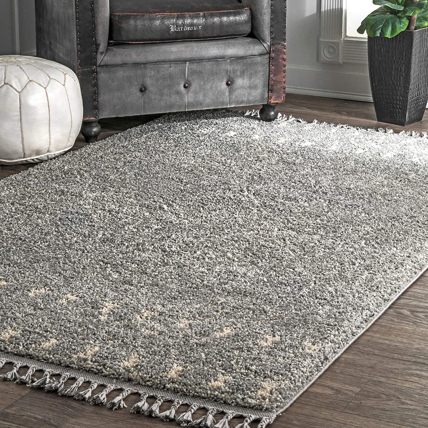 Vasiliki Moroccan Tribal Shag Area Rug, 2' X 3', Silver