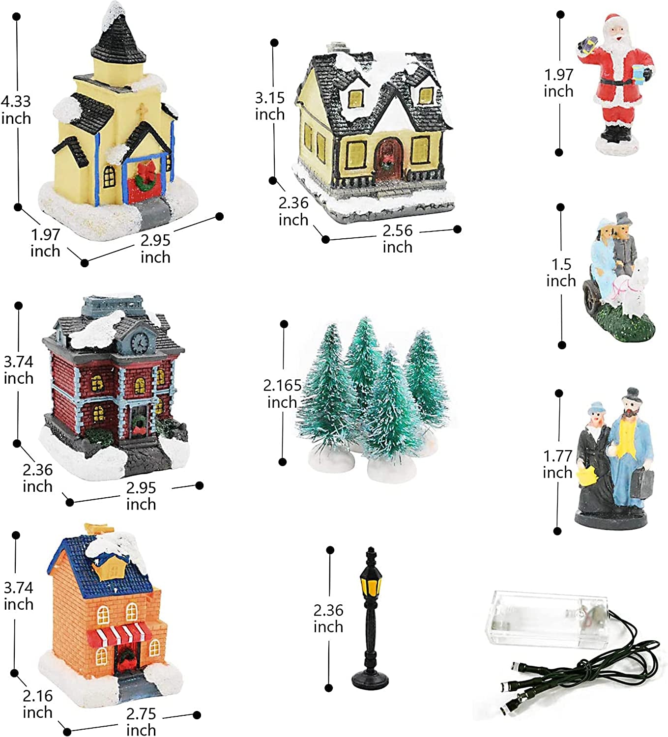 Christmas Village Sets - LED Lighted Christmas Village Houses with Figurines, Christmas Village Collection Indoor Room Decor - Collectible Buildings (12 PCS)