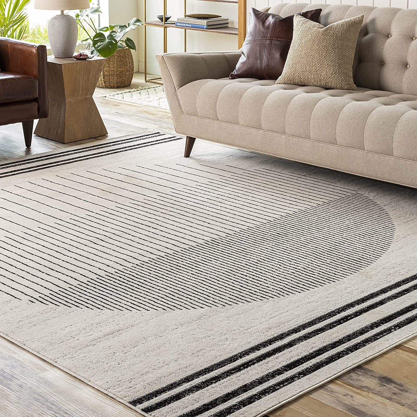 Mark&Day Area Rugs, 5X7 Neerbosch Modern Light Gray Area Rug, Gray / Black / White Carpet for Living Room, Bedroom or Kitchen (5' X 7')