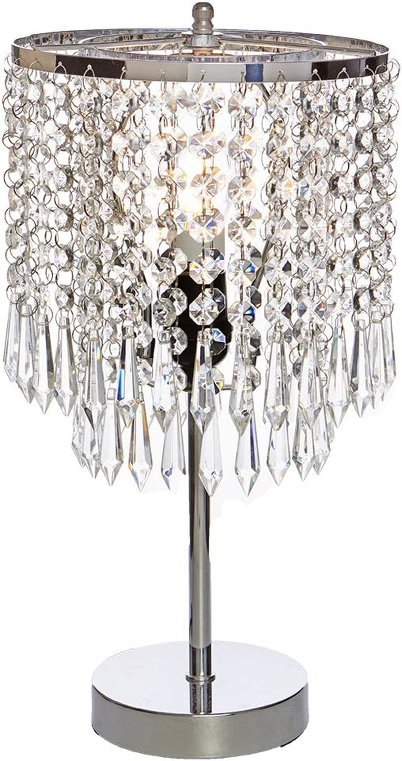 Chrome Crystal Table Lamp,Modern Crystal Touch Desk Lamp for Bedroom,Silver Desk Lamp with Crystal Shade for Bedrooms,Living Room,Bedside