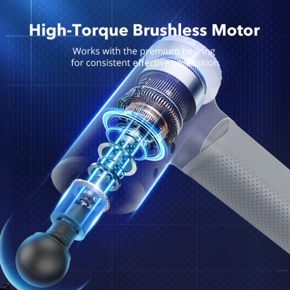 Massage Gun, Deep Tissue Percussion Muscle Massager Handheld Cordless Back Massager with 20 Speeds and 6 Heads(Sliver)