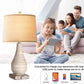 3 Way Dimmable Touch Lamps for Bedroom Set of 2, Bedside Lamp with USB Ports,Rustic Table Lamp for Living Room with Gray Body, Resin Nightstand Lamp with Linen Shade, Farmhouse Lamp for Study Room