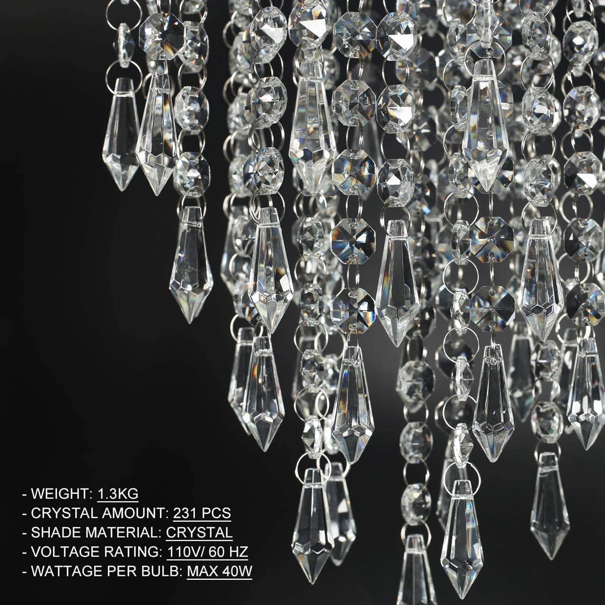 3 Lights Mini Crystal Flushmount Chandelier Fixture, Crystal Ceiling Lamp, H10.4" X W9.8", Elegant Modern Flush Mount Ceiling Light for Bedroom, Hallway, Bar, Living Room, Dining Room, Chrome(G9 Base)