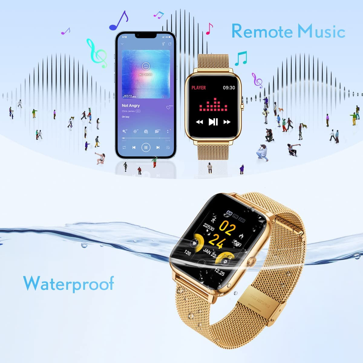 Smart Watch for Women Men Fitness: Waterproof Smartwatch for Android Ios Phone Sport Running Digital Watches Activity Tracker with Heart Rate Sleep Blood Oxygen Monitor Step Counter Touch Screen