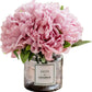 ,Artificial Flowers with Vase, Fake Peony Flowers in Gray Vase,Faux Flower Arrangements for Home Decor,Light Lilac ,Small