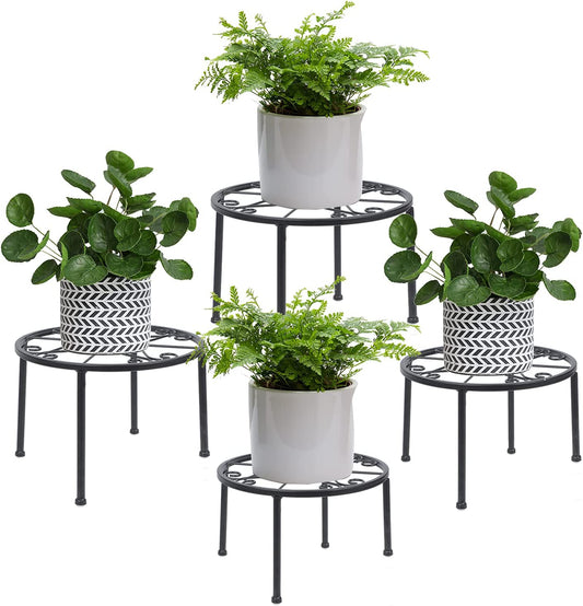 4-Pack Decent Metal Plant Stands, Anti-Rust Iron Flower Pot Stand, Heavy Duty Plant Pot Shelf, Decoration Racks for Home Indoor and Outdoor