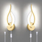 LED Wall Lights for Bedroom Gold Modern Wall Lamps Set of 2 Plug in Wall Light Fixtures 5500K 10Watt Each
