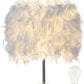 Feather Lamp,White beside Table Lamp for Bedroom,Children,Wedding,Birthday,Vintage Deco Desk Light Free Light Buld Include(A)