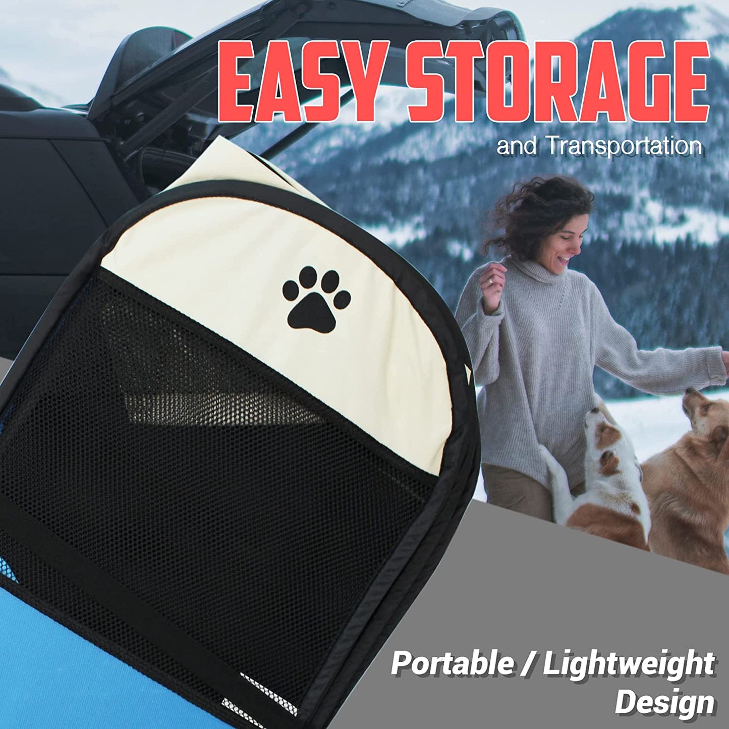 Portable Foldable Pet Puppy Playpen - Indoor Outdoor with Water Resistant Removable Shade Cover for Dog Cat Rabbit (Medium)