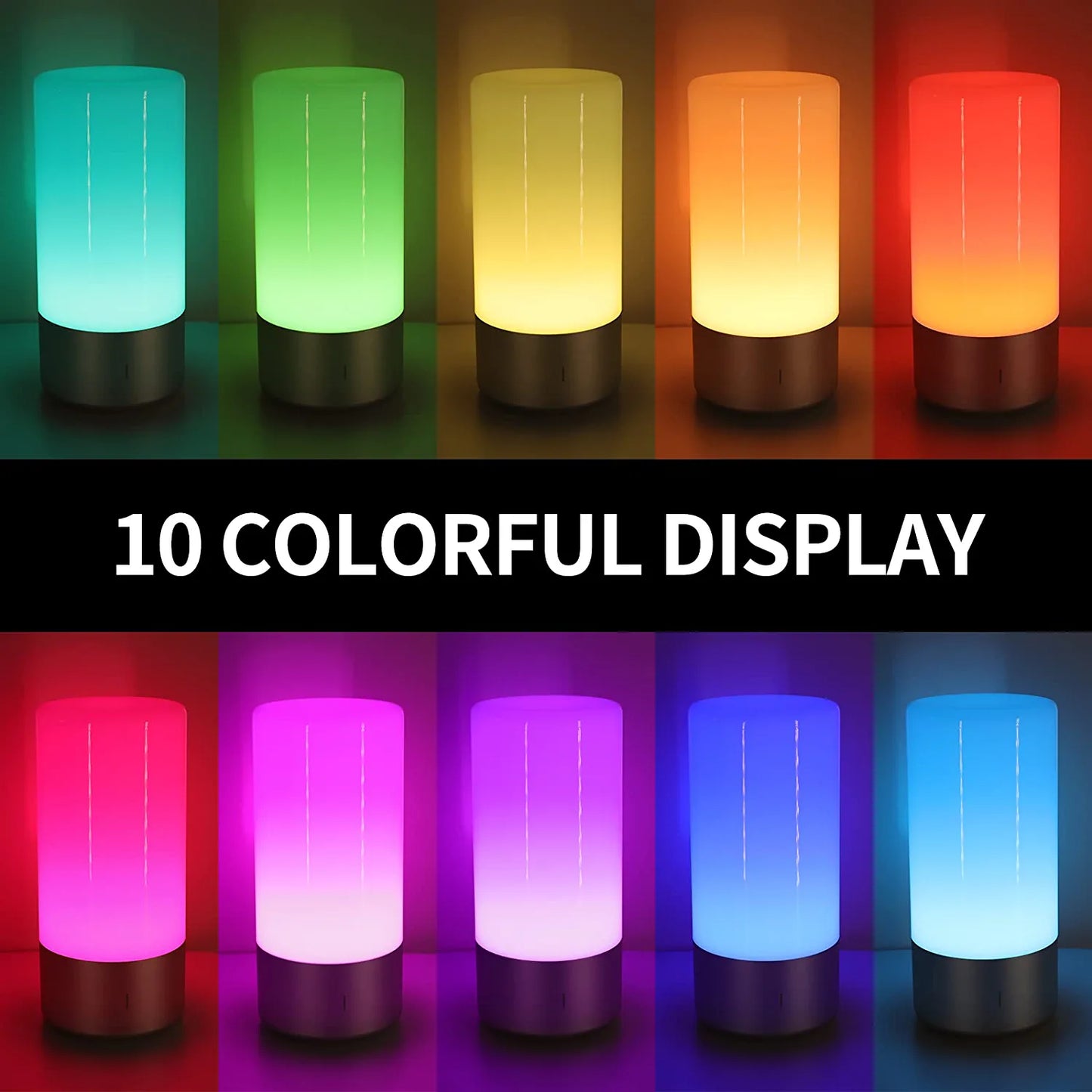 Touch Lamp, Lamp for Bedroom, 3-Level Brightness Warm White Light, RGB Colorful Mode for Fun, as a Gift for Christmas