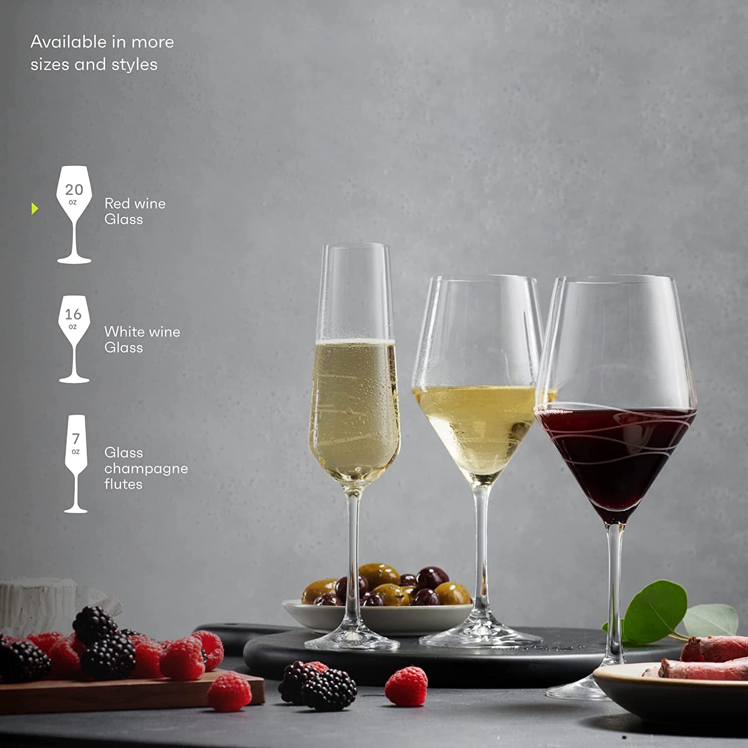 Red Wine Glasses Set of 4 | Chic Long Stem 20 Ounce Wine Glass Set Made from Crystal Clear Glass | Great Wine Gift for Wedding, Anniversary, Christmas, Birthday | Made in Europe